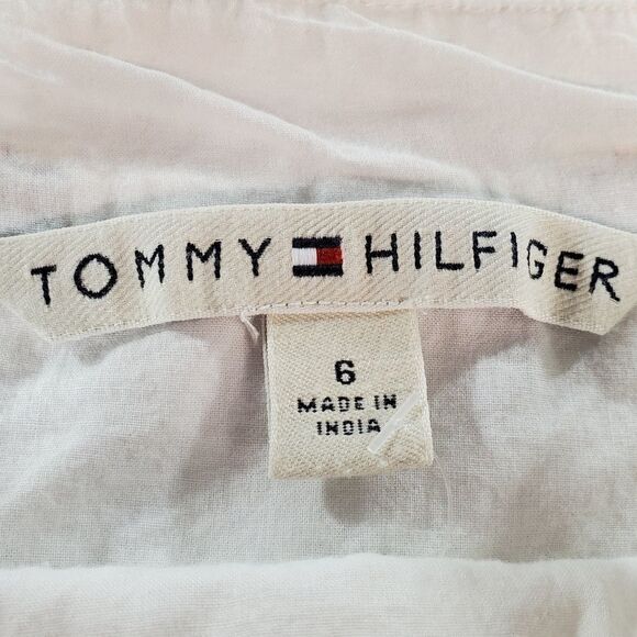 🔺️Tommy Hilfiger White Textured Paisley Print Wrap Belted Skirt Size 6 - Picture 7 of 8